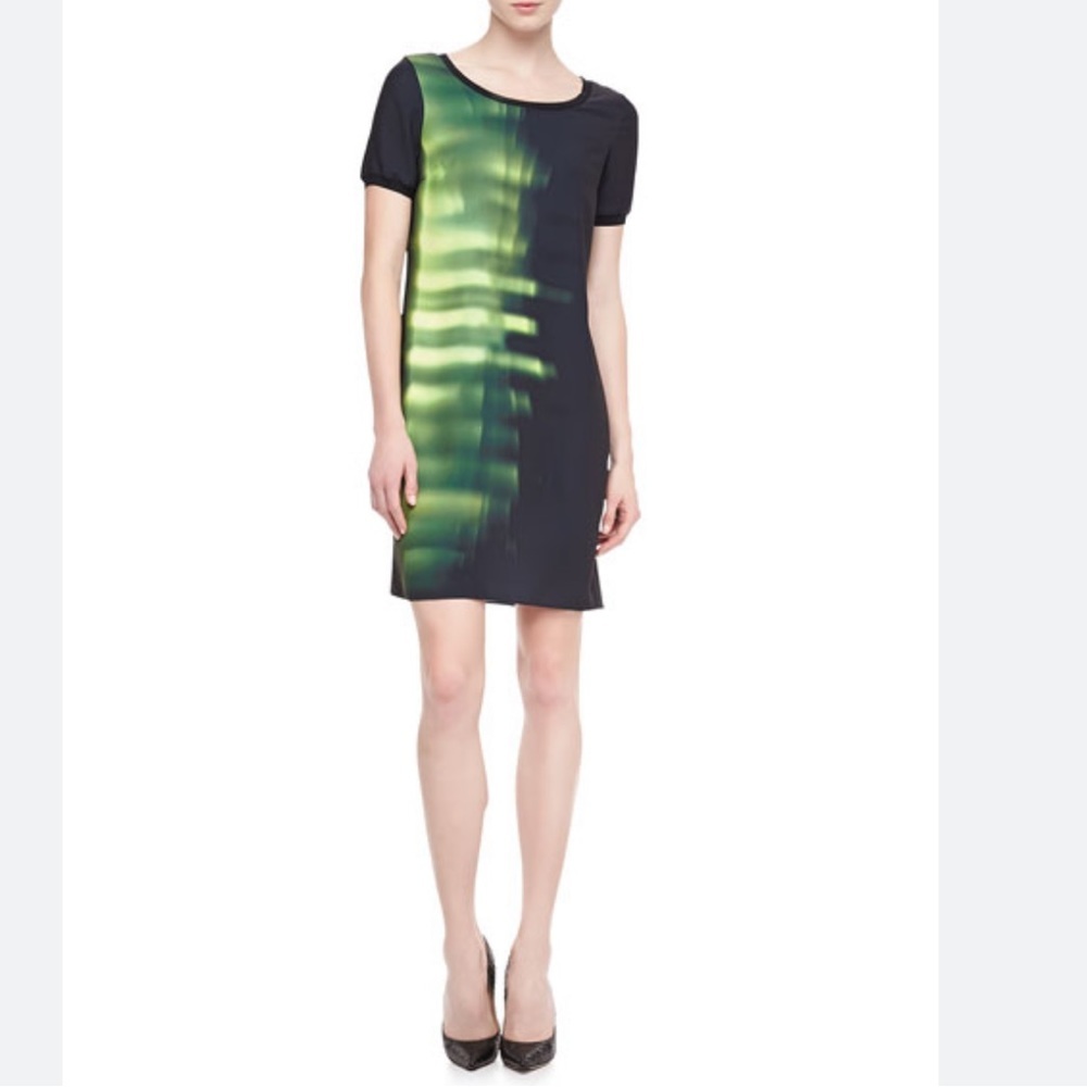 Elie Tahari Maudette Printed Shift Dress Minimalist A-Line Graphic Print Crew 4